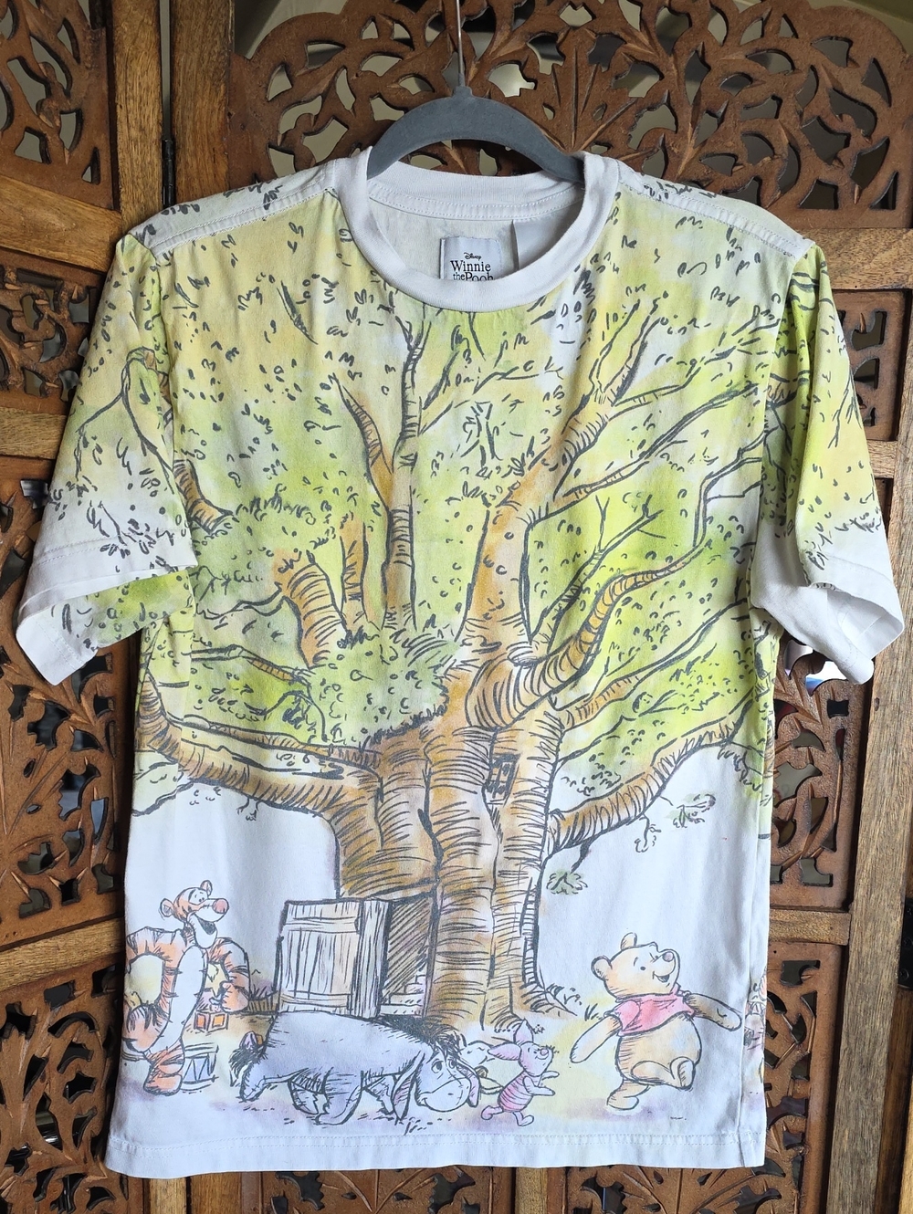 Disney Yellow & White Winnie the Pooh Tree Graphic Tee